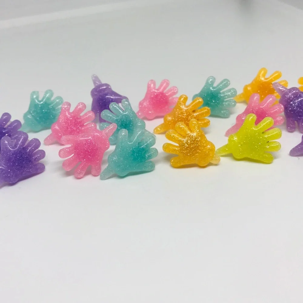 Orange Glitter Sticky Hand Resin Kawaii Hand Crafted Stud Earrings